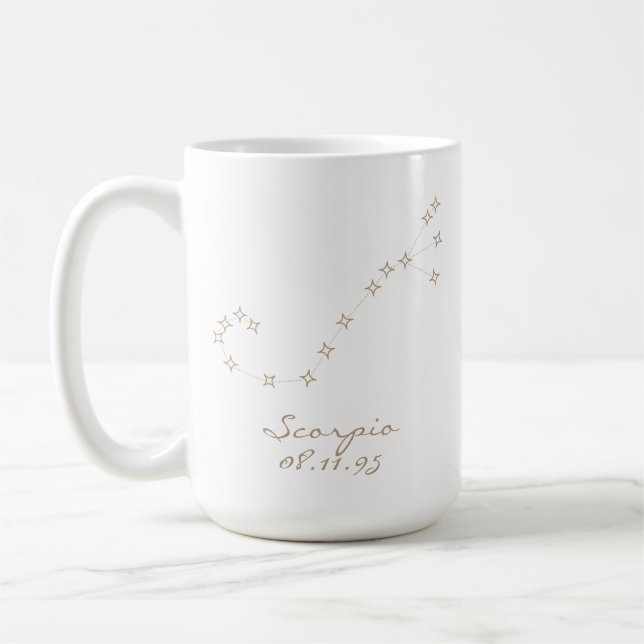 Caneca De Café Scorpio Zodiac Sign Custom Birthday Mug (Esquerda)