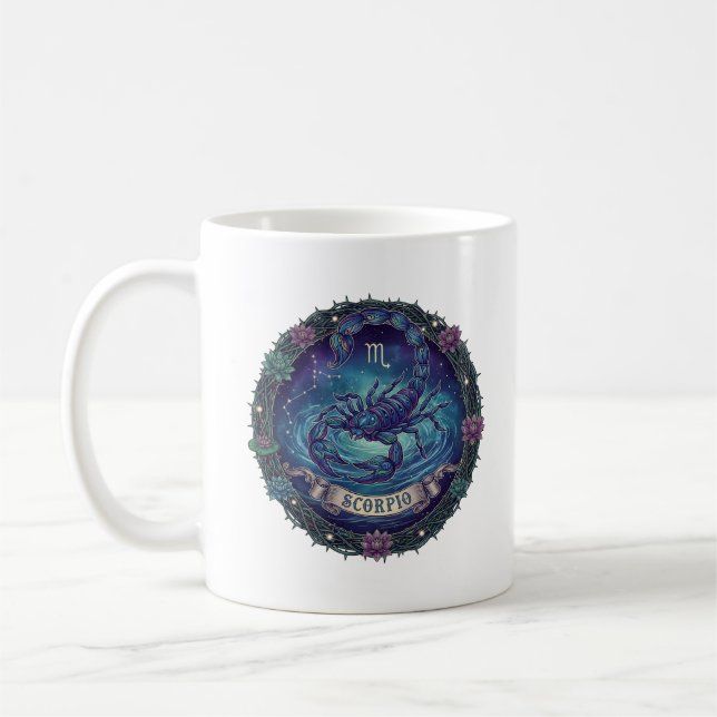 Caneca De Café Scorpio Zodiac Sign Mystic Scorpion Illustration C (Esquerda)