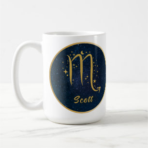Caneca De Café Scorpio zodiano símbolo dourado estrelas noturna p