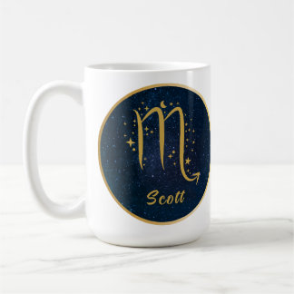 Caneca De Café Scorpio zodiano símbolo dourado estrelas noturna p