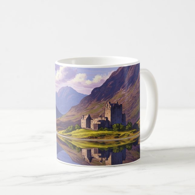 Caneca De Café Scotland Highlands Castle Viagem (Frente Esquerda)