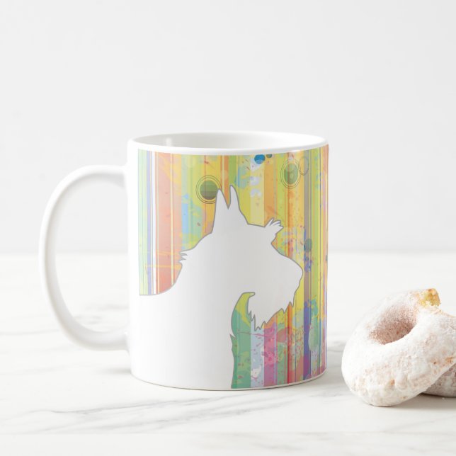 Caneca De Café Scottie Customizable Watercolor Silhouette Mug (Com Donut)