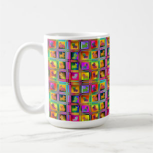 Caneca De Café Scottie Dogs Silhouettes em Padrão Colorido de Gra