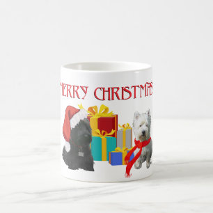 Caneca De Café Scottie e Westie Feliz Natal