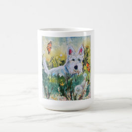 Caneca De Café Scottie feliz em um campo