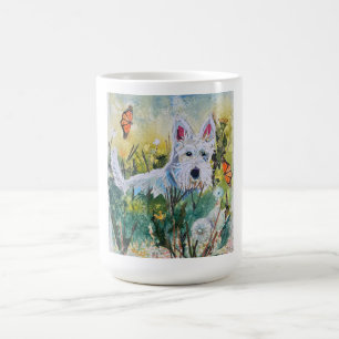 Caneca De Café Scottie feliz em um campo
