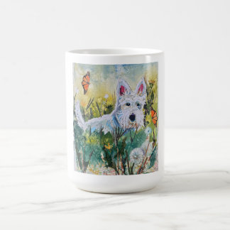 Caneca De Café Scottie feliz em um campo