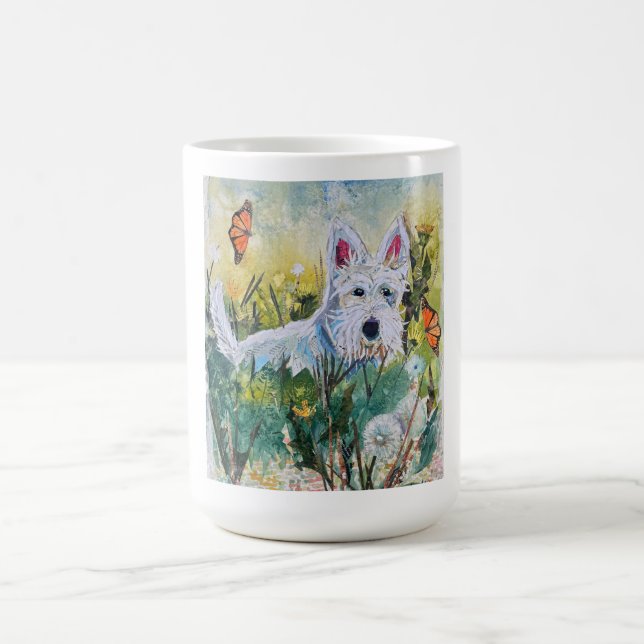 Caneca De Café Scottie feliz em um campo (Centro)