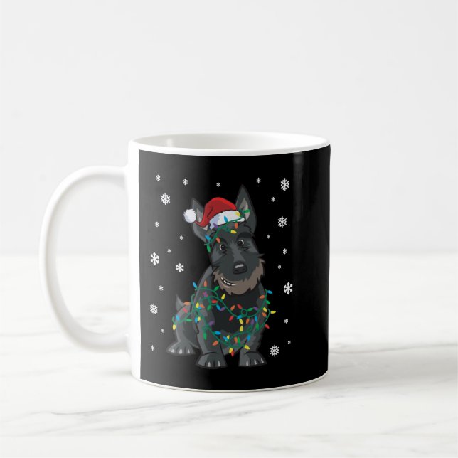 Caneca De Café Scottie Scottish Terrier Wrapped In Christmas Ligh (Esquerda)