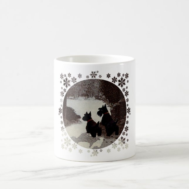 Caneca De Café Scotties em Surreal Winter Night (Centro)