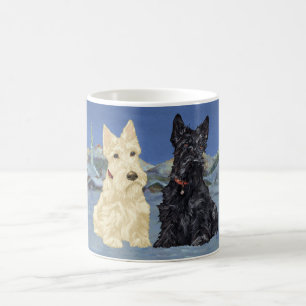 Caneca De Café Scotties Pretos de Trigo de Natal