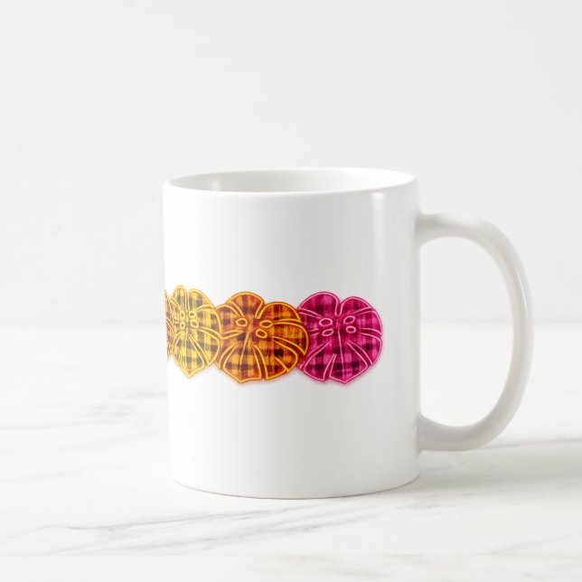 Caneca De Café Scottish Botanical Neon Tartan Monstera Leaves  (Direita)