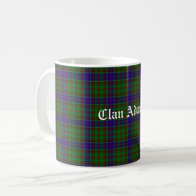 Caneca De Café Scottish Clan Adams Tartan (Frente Esquerda)