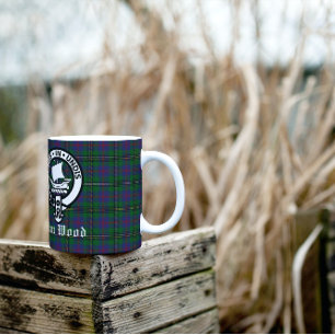 Caneca De Café Scottish Clan Wood Crest & Tartan 