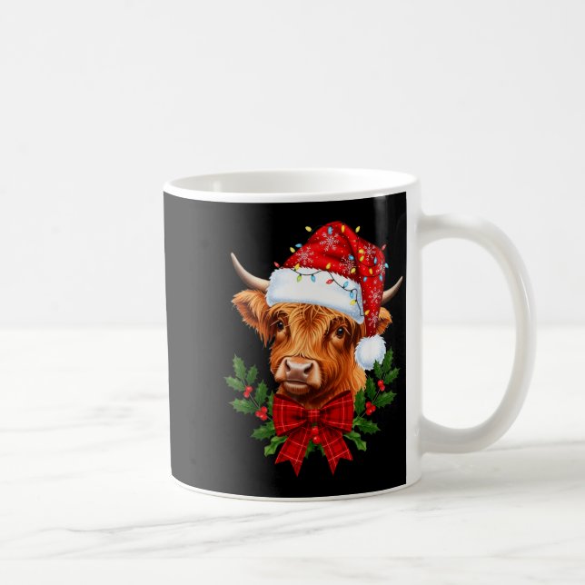 Caneca De Café Scottish Highland Cow Christmas Funny Cow Lover Xm (Direita)