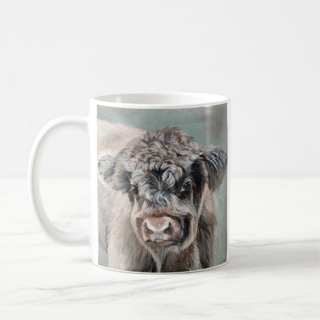 Caneca De Café Scottish Highland Cow on Green (Esquerda)