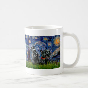 Caneca De Café Scottish Terrier (dois blk) - Starry Night