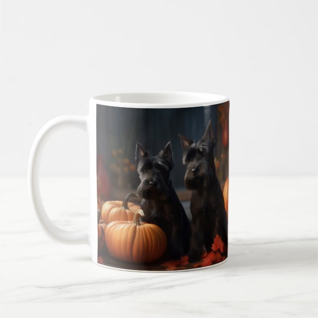 Caneca De Café Scottish Terrier Puppy Autumn Delight Pumpkin (Esquerda)