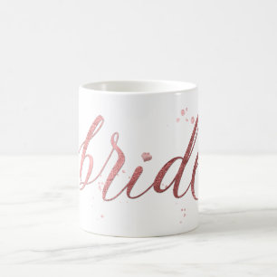 Caneca De Café Script Bride/Faux Rosa Dourado/Moderno do PixDezin