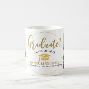 Caneca De Café Script de Boné de ouro para Graduação Simples Mode