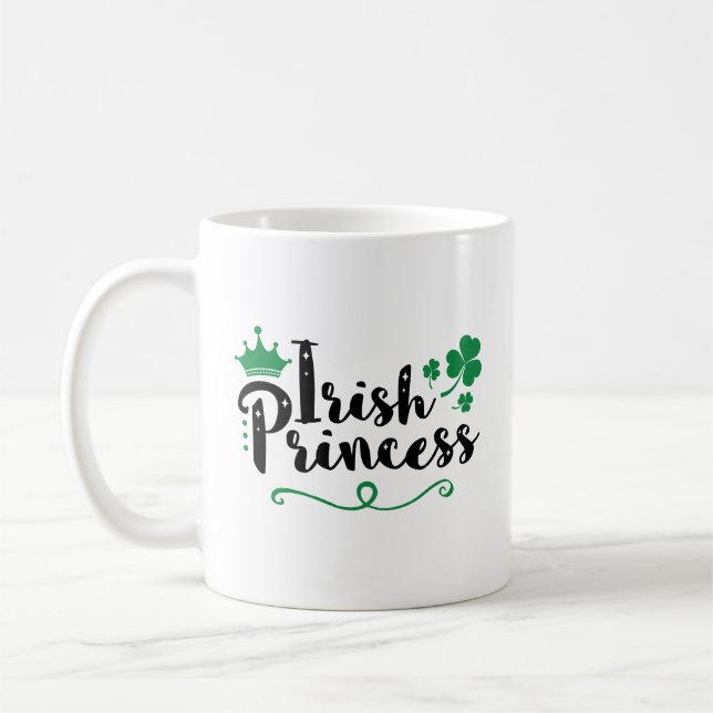 Caneca De Café Script de Dia de São Patrício de Mulheres da Princ (Esquerda)