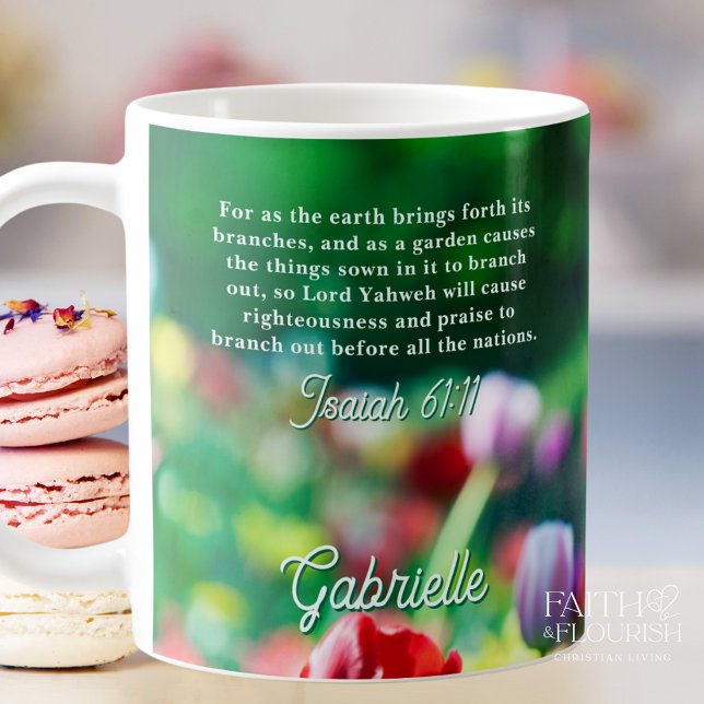 Caneca De Café Script de Jardim de Tulip Personalizado (Criador carregado)