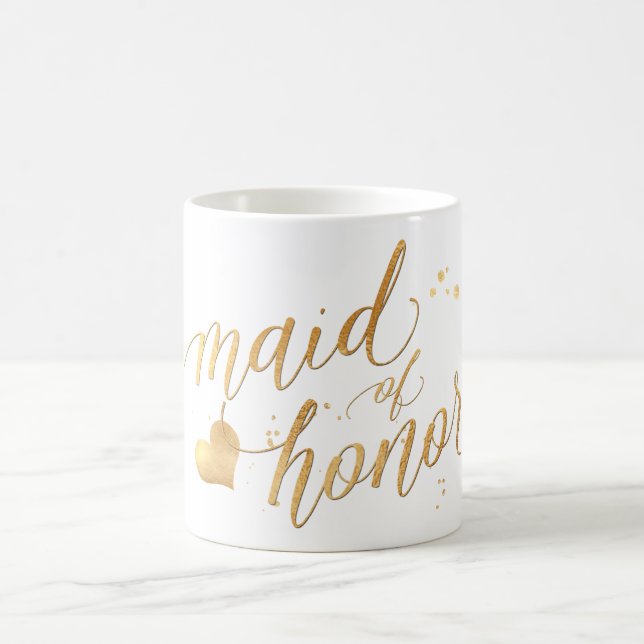 Caneca De Café Script de Madrinha de casamento/Faux Dourado/Moder (Centro)