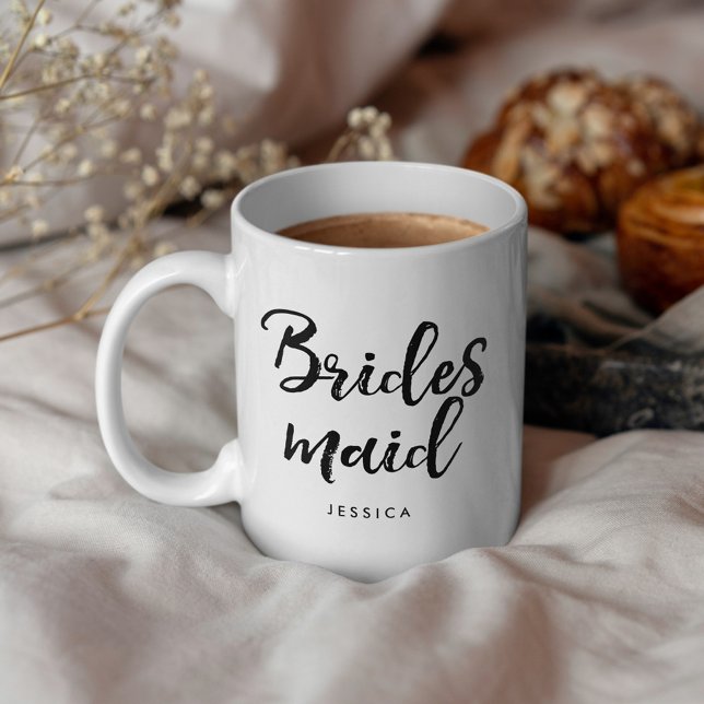 Caneca De Café Script de na moda personalizado "Bridesmaid" (Criador carregado)