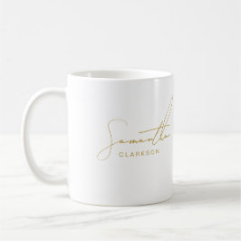 Caneca De Café Script Dourado manual profissional simples