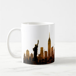Caneca De Café Script Elegante Brown Skyline de Nova York