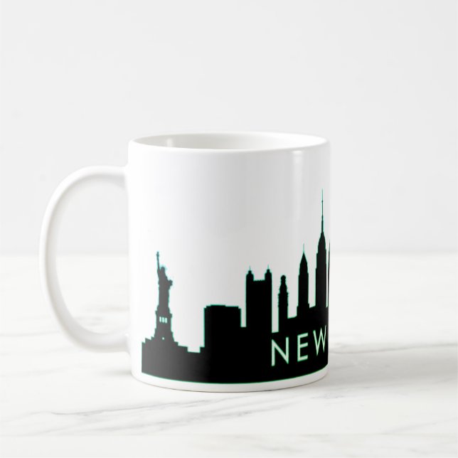 Caneca De Café Script Elegante Preto da Silhouette Skyline de Nov (Esquerda)
