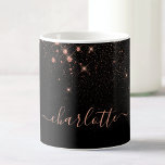 Caneca De Café Script Glamoroso Elegante Glitter Glitter Dourado<br><div class="desc">Crie a sua própria caneca de café esparramada de diamante preto e rosa personalizada com o seu nome de escrita manual personalizado moderno.</div>