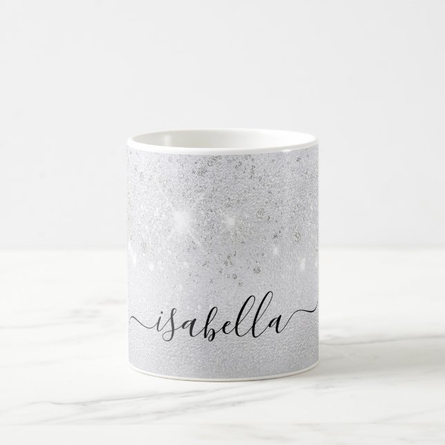 Caneca De Café Script glamouroso do nome da brilha (Centro)