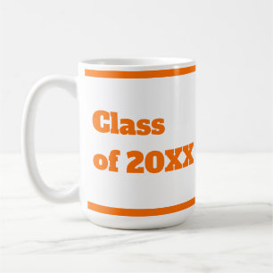 Caneca De Café Script Laranja de Graduação Moderna
