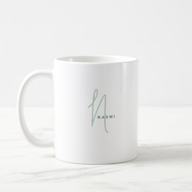 Caneca De Café Script Minimalista | Monograma (Esquerda)
