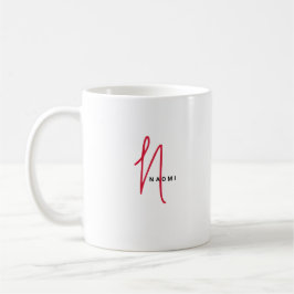 Caneca De Café Script Minimalista | Monograma Personalizado e Nom