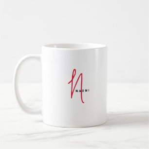 Caneca De Café Script Minimalista   Monograma Personalizado e Nom