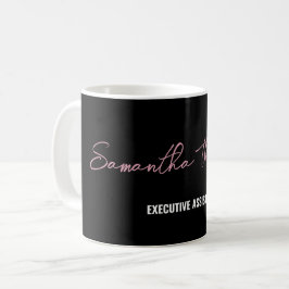 Caneca De Café Script Minimalista Preto-Rosa Moderno