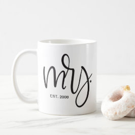 Caneca De Café Script Personalizado, "Sra." ESTABELECIDO