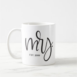 Caneca De Café Script Personalizado, "Sra." ESTABELECIDO