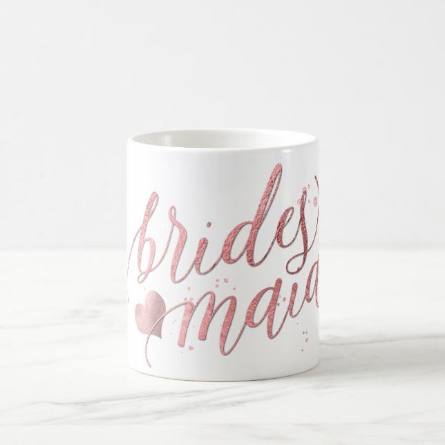 Caneca De Café Script PixDezines Bridesmaid/Faux Rosa Dourado/Mod (Centro)
