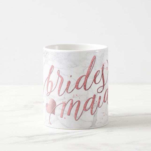 Caneca De Café Script PixDezines Bridesmaid/Faux Rosa Dourado/Mod (Centro)