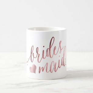 Caneca De Café Script PixDezines Bridesmaid/Faux Rosa Dourado/Mod