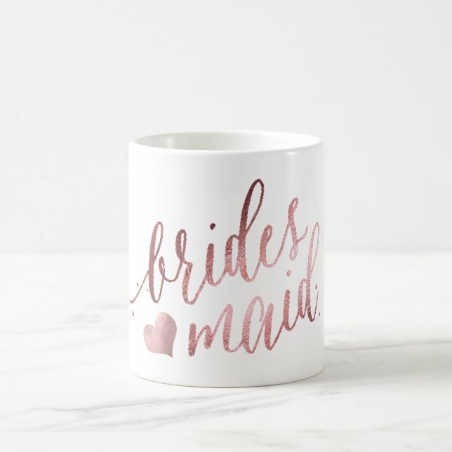 Caneca De Café Script PixDezines Bridesmaid/Faux Rosa Dourado/Mod (Centro)