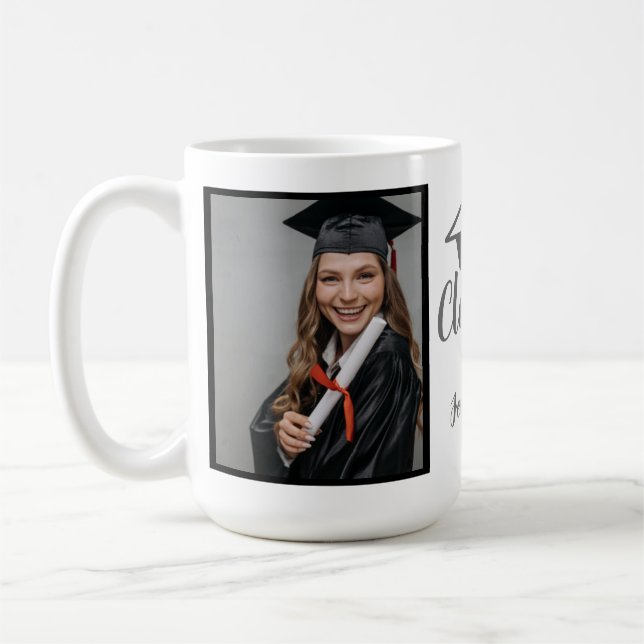 Caneca De Café Script Prata 2026 Foto de Formatura Personalizada  (Esquerda)