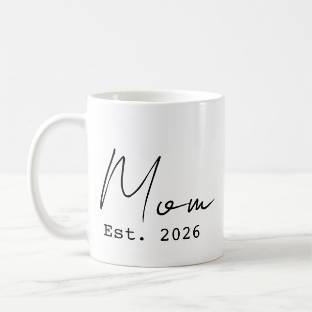 Caneca De Café Script Simples e Elegante Nova Mãe Estabelecida 20 (Esquerda)