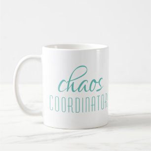 Caneca De Café Script Turquoise do Coordenador de Caos