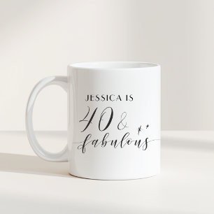 Caneca De Café Scripts de Mão Elegante 40 e Aniversário Fabulos