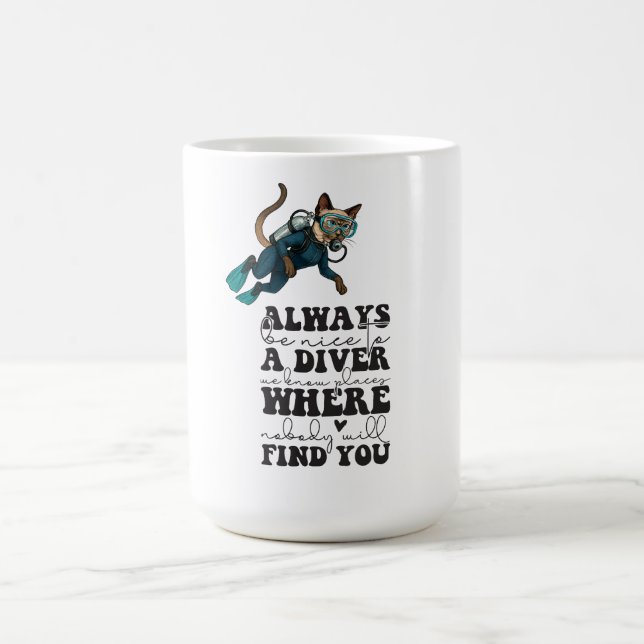 Caneca De Café Scuba Cat Diving Blue Wet Suit funny saying (Centro)