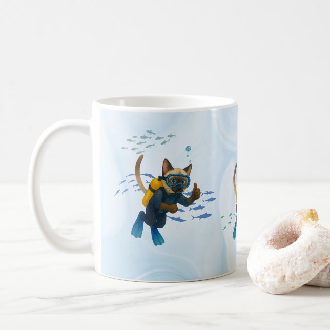Caneca De Café Scuba Cat is diving  Underwater  (Com Donut)